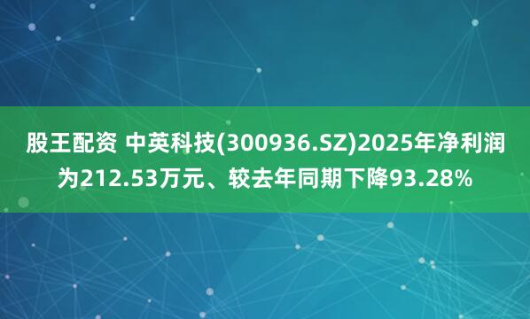 股王配资 中英科技(300936.SZ)2025年净利润为212.53万元、较去年同期下降93.28%